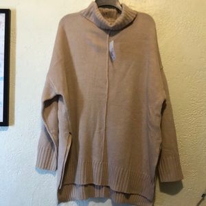 Beige pancho/ sweatshirt with turtle neck